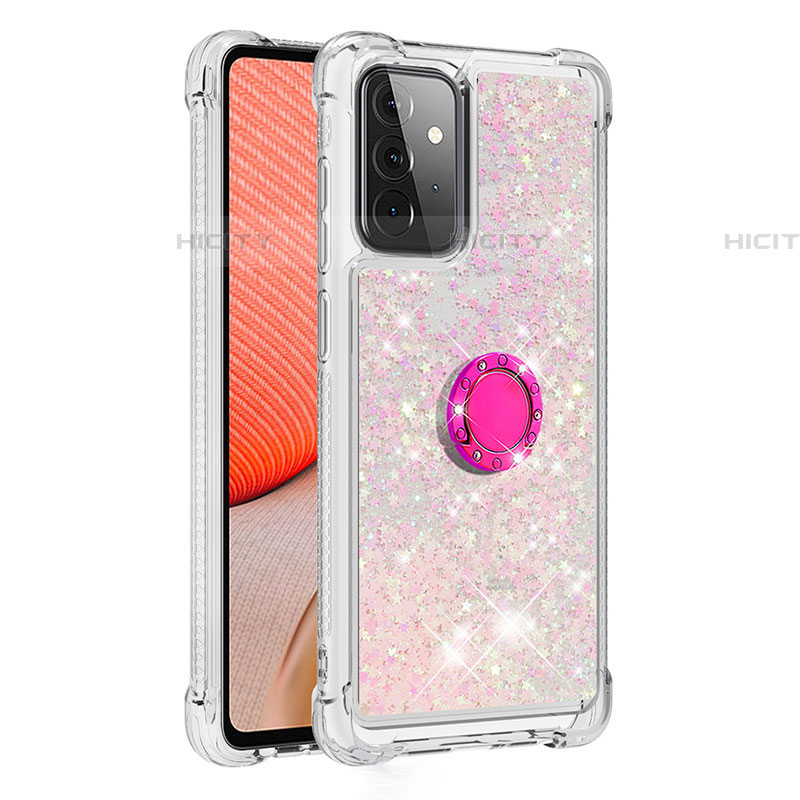 Coque Silicone Housse Etui Gel Bling-Bling avec Support Bague Anneau S01 pour Samsung Galaxy A72 4G Plus