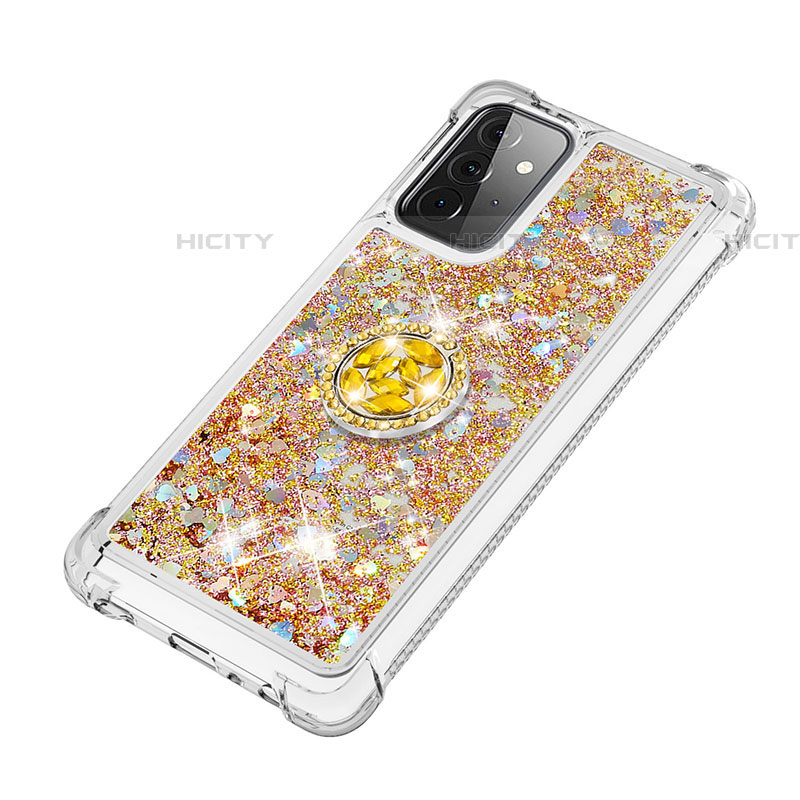 Coque Silicone Housse Etui Gel Bling-Bling avec Support Bague Anneau S01 pour Samsung Galaxy A72 5G Plus