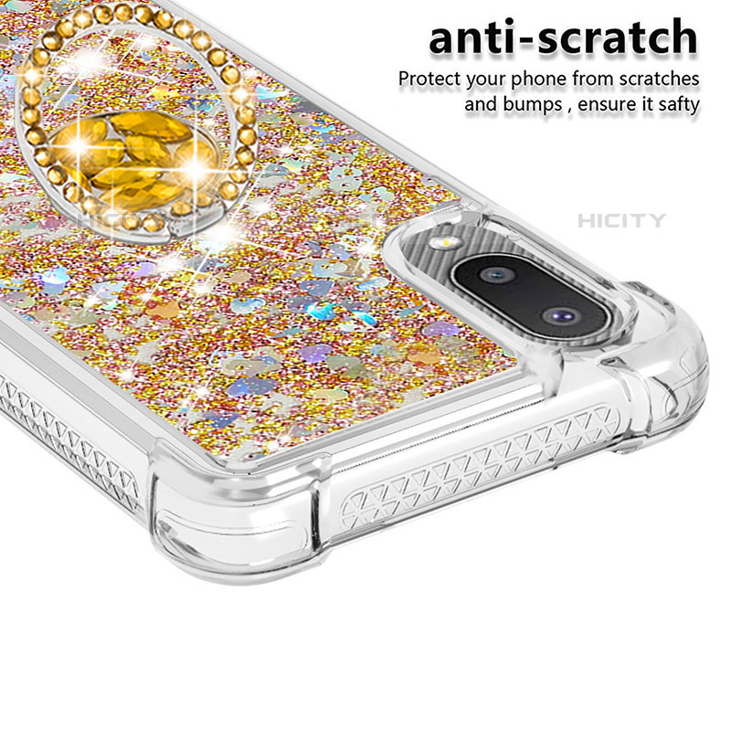 Coque Silicone Housse Etui Gel Bling-Bling avec Support Bague Anneau S01 pour Samsung Galaxy M02 Plus