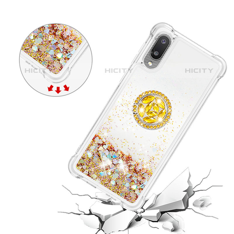 Coque Silicone Housse Etui Gel Bling-Bling avec Support Bague Anneau S01 pour Samsung Galaxy M02 Plus