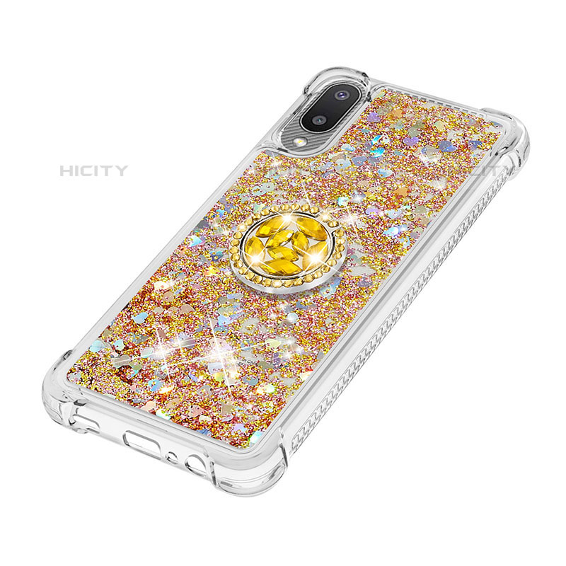 Coque Silicone Housse Etui Gel Bling-Bling avec Support Bague Anneau S01 pour Samsung Galaxy M02 Plus