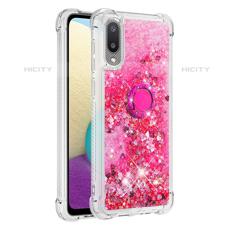 Coque Silicone Housse Etui Gel Bling-Bling avec Support Bague Anneau S01 pour Samsung Galaxy M02 Plus