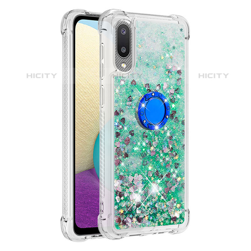 Coque Silicone Housse Etui Gel Bling-Bling avec Support Bague Anneau S01 pour Samsung Galaxy M02 Plus