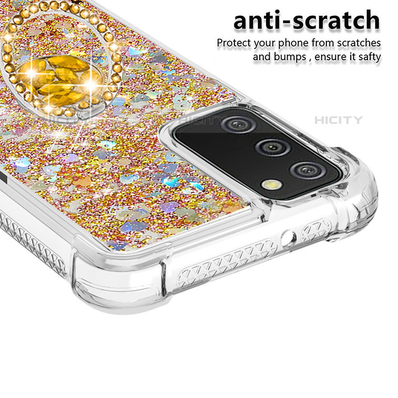 Coque Silicone Housse Etui Gel Bling-Bling avec Support Bague Anneau S01 pour Samsung Galaxy M02s Plus