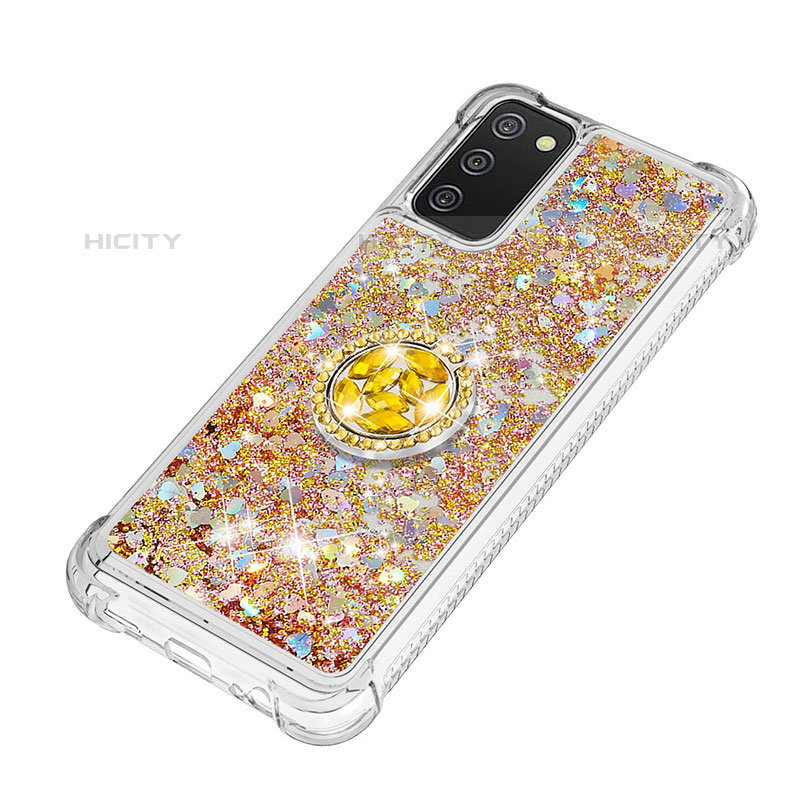 Coque Silicone Housse Etui Gel Bling-Bling avec Support Bague Anneau S01 pour Samsung Galaxy M02s Plus