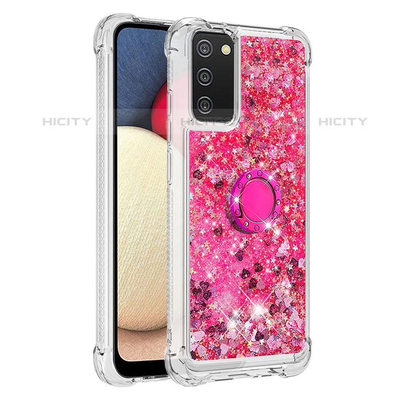 Coque Silicone Housse Etui Gel Bling-Bling avec Support Bague Anneau S01 pour Samsung Galaxy M02s Plus