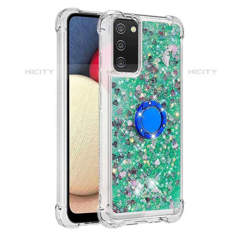 Coque Silicone Housse Etui Gel Bling-Bling avec Support Bague Anneau S01 pour Samsung Galaxy M02s Plus