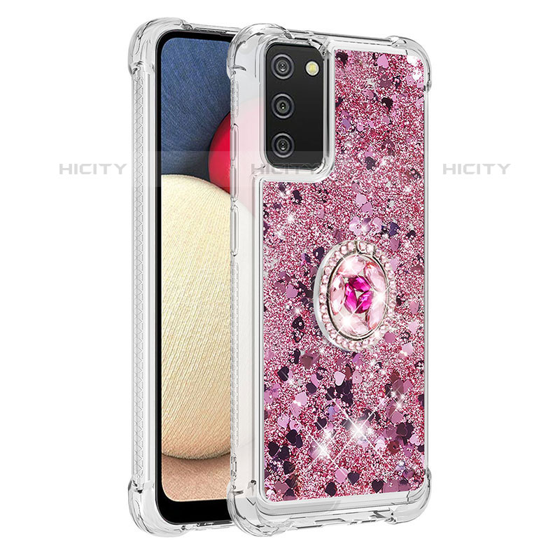 Coque Silicone Housse Etui Gel Bling-Bling avec Support Bague Anneau S01 pour Samsung Galaxy M02s Plus