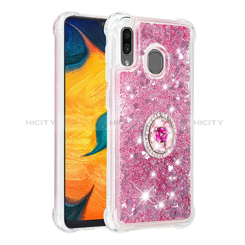 Coque Silicone Housse Etui Gel Bling-Bling avec Support Bague Anneau S01 pour Samsung Galaxy M10S Plus