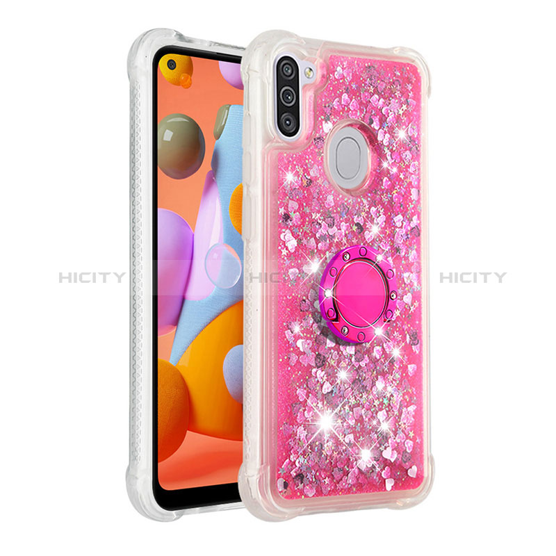 Coque Silicone Housse Etui Gel Bling-Bling avec Support Bague Anneau S01 pour Samsung Galaxy M11 Plus