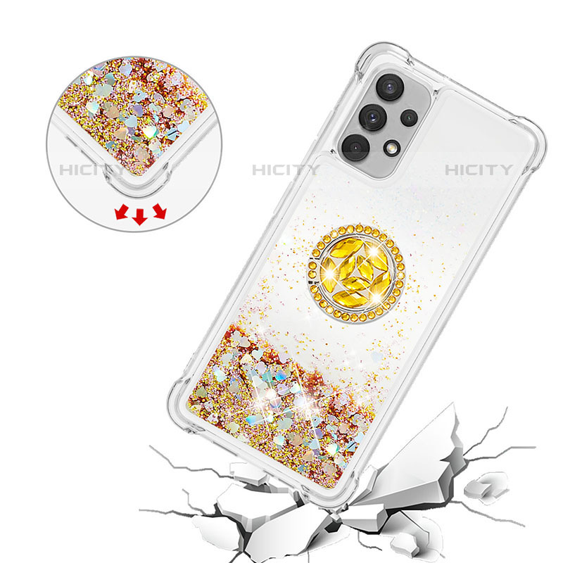 Coque Silicone Housse Etui Gel Bling-Bling avec Support Bague Anneau S01 pour Samsung Galaxy M32 5G Plus