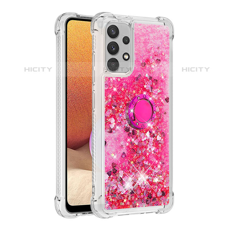 Coque Silicone Housse Etui Gel Bling-Bling avec Support Bague Anneau S01 pour Samsung Galaxy M32 5G Plus