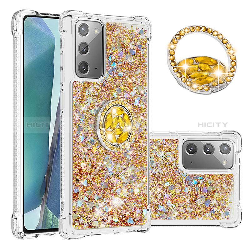 Coque Silicone Housse Etui Gel Bling-Bling avec Support Bague Anneau S01 pour Samsung Galaxy Note 20 5G Plus