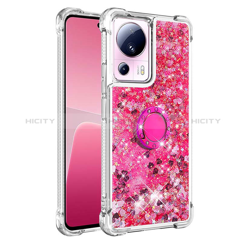 Coque Silicone Housse Etui Gel Bling-Bling avec Support Bague Anneau S01 pour Xiaomi Civi 2 5G Rose Rouge Plus