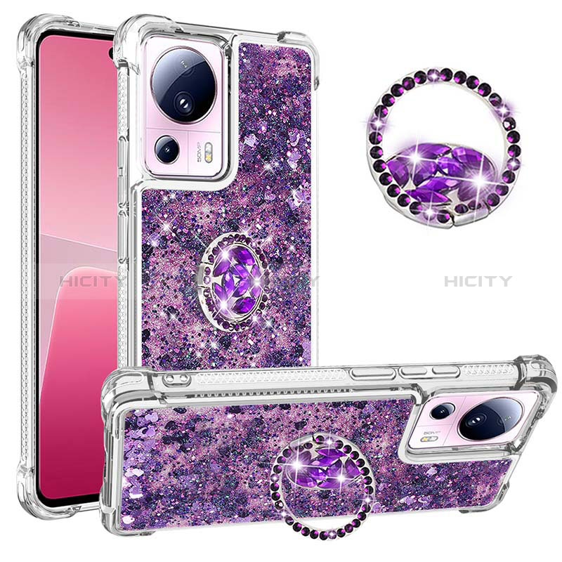 Coque Silicone Housse Etui Gel Bling-Bling avec Support Bague Anneau S01 pour Xiaomi Civi 2 5G Violet Plus