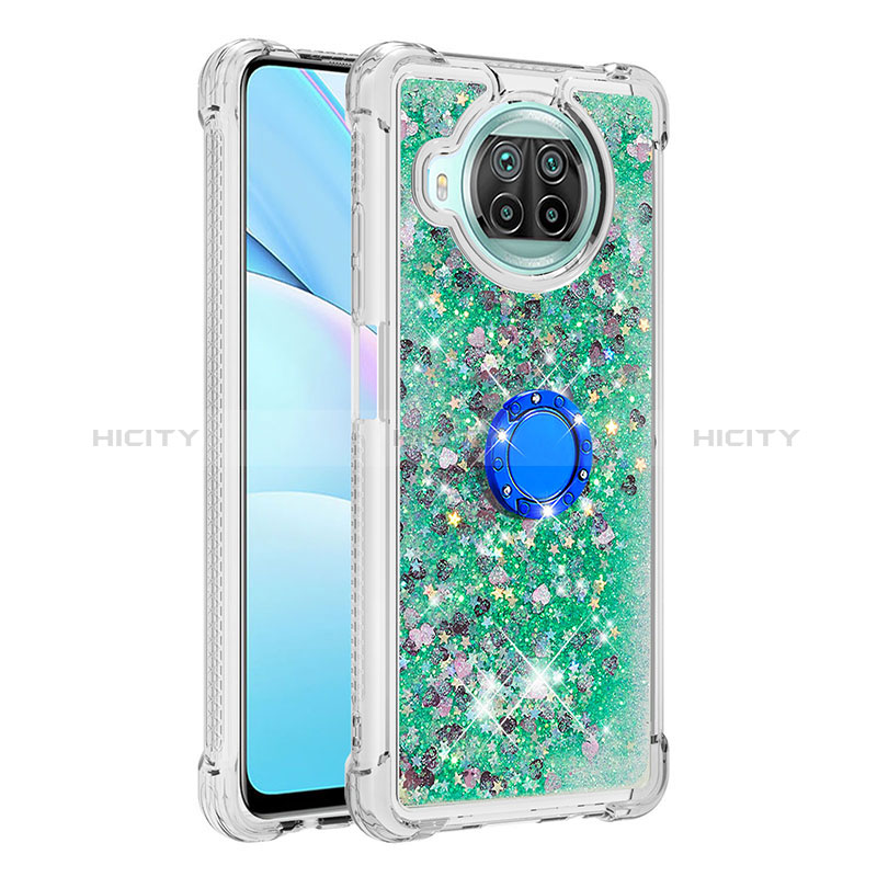 Coque Silicone Housse Etui Gel Bling-Bling avec Support Bague Anneau S01 pour Xiaomi Mi 10i 5G Vert Plus