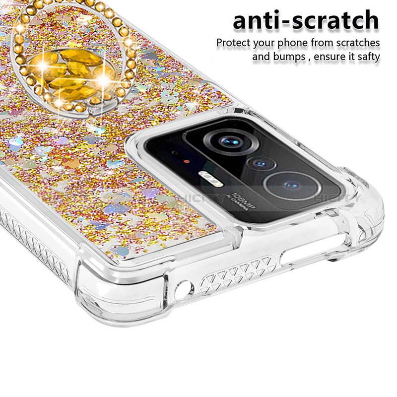 Coque Silicone Housse Etui Gel Bling-Bling avec Support Bague Anneau S01 pour Xiaomi Mi 11T 5G Plus