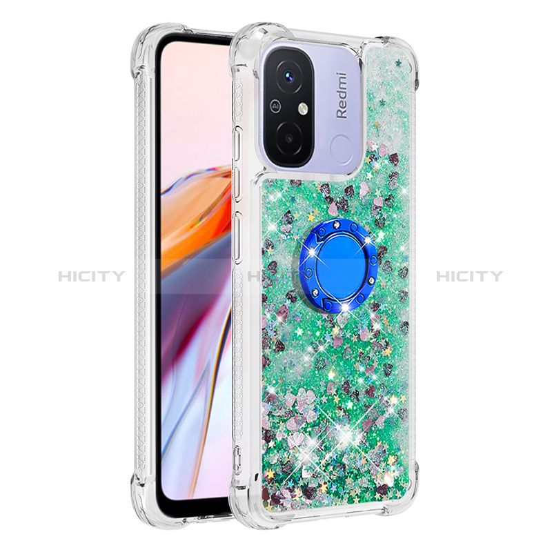 Coque Silicone Housse Etui Gel Bling-Bling avec Support Bague Anneau S01 pour Xiaomi Poco C55 Plus