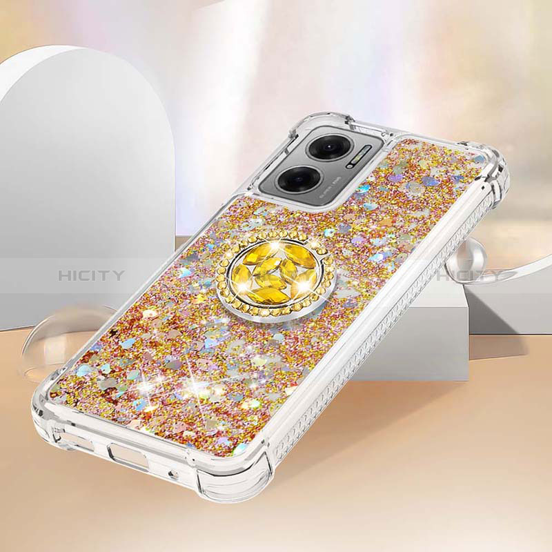 Coque Silicone Housse Etui Gel Bling-Bling avec Support Bague Anneau S01 pour Xiaomi Redmi 10 5G Plus