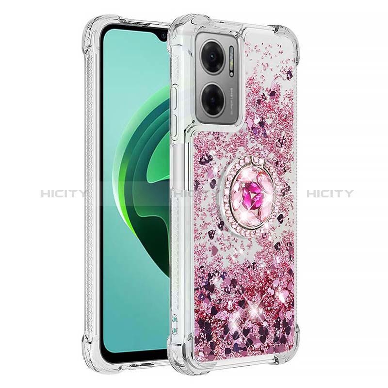 Coque Silicone Housse Etui Gel Bling-Bling avec Support Bague Anneau S01 pour Xiaomi Redmi 10 Prime Plus 5G Plus