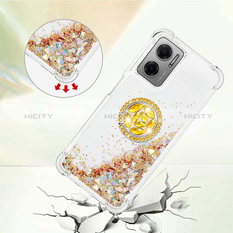 Coque Silicone Housse Etui Gel Bling-Bling avec Support Bague Anneau S01 pour Xiaomi Redmi 11 Prime 5G Plus