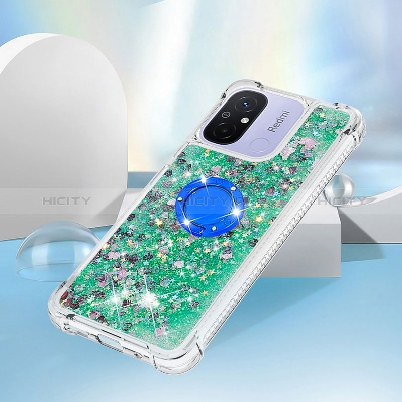 Coque Silicone Housse Etui Gel Bling-Bling avec Support Bague Anneau S01 pour Xiaomi Redmi 11A 4G Plus