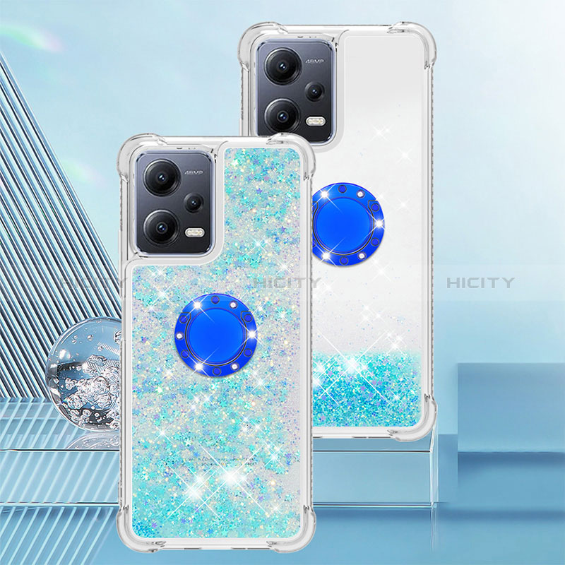 Coque Silicone Housse Etui Gel Bling-Bling avec Support Bague Anneau S01 pour Xiaomi Redmi Note 12 5G Plus