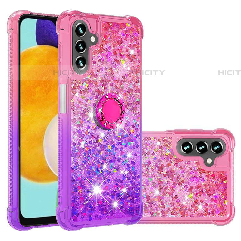 Coque Silicone Housse Etui Gel Bling-Bling avec Support Bague Anneau S02 pour Samsung Galaxy A04s Plus