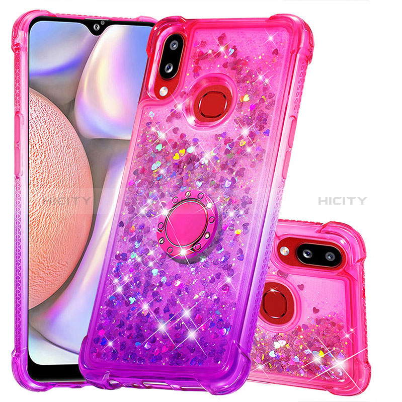 Coque Silicone Housse Etui Gel Bling-Bling avec Support Bague Anneau S02 pour Samsung Galaxy A10s Plus