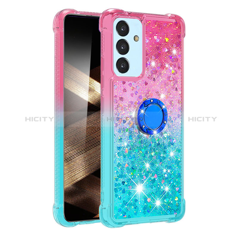 Coque Silicone Housse Etui Gel Bling-Bling avec Support Bague Anneau S02 pour Samsung Galaxy A15 4G Plus