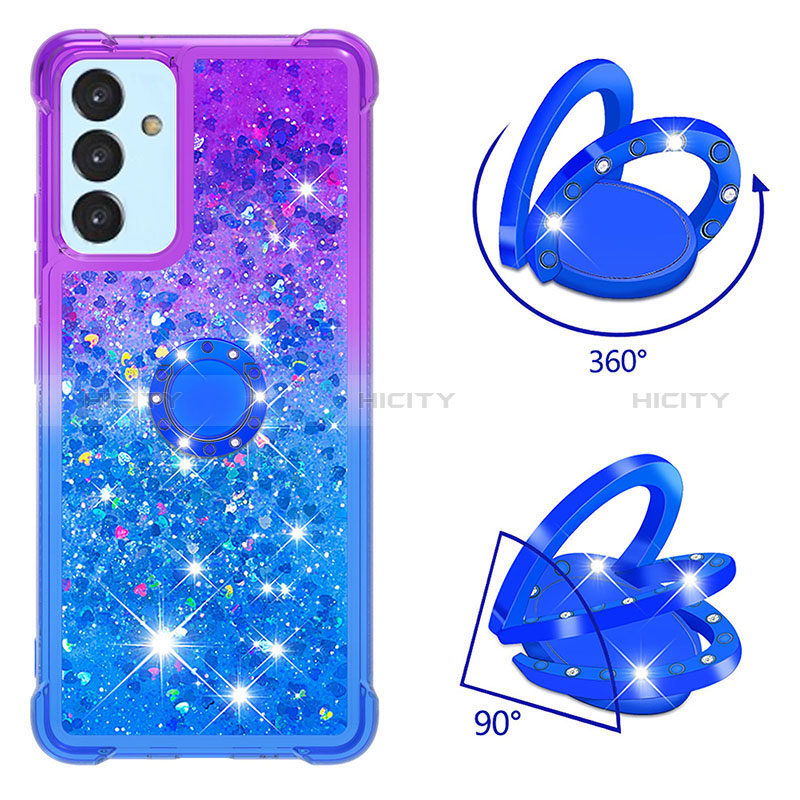 Coque Silicone Housse Etui Gel Bling-Bling avec Support Bague Anneau S02 pour Samsung Galaxy A15 4G Plus