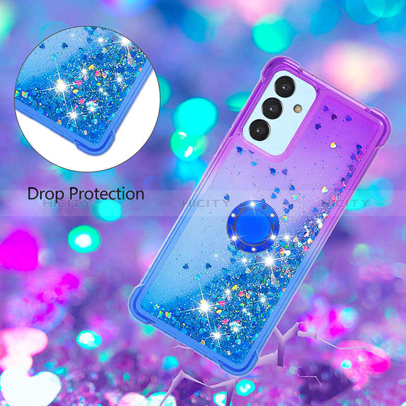 Coque Silicone Housse Etui Gel Bling-Bling avec Support Bague Anneau S02 pour Samsung Galaxy A15 LTE Plus