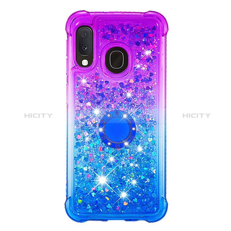 Coque Silicone Housse Etui Gel Bling-Bling avec Support Bague Anneau S02 pour Samsung Galaxy A20e Plus