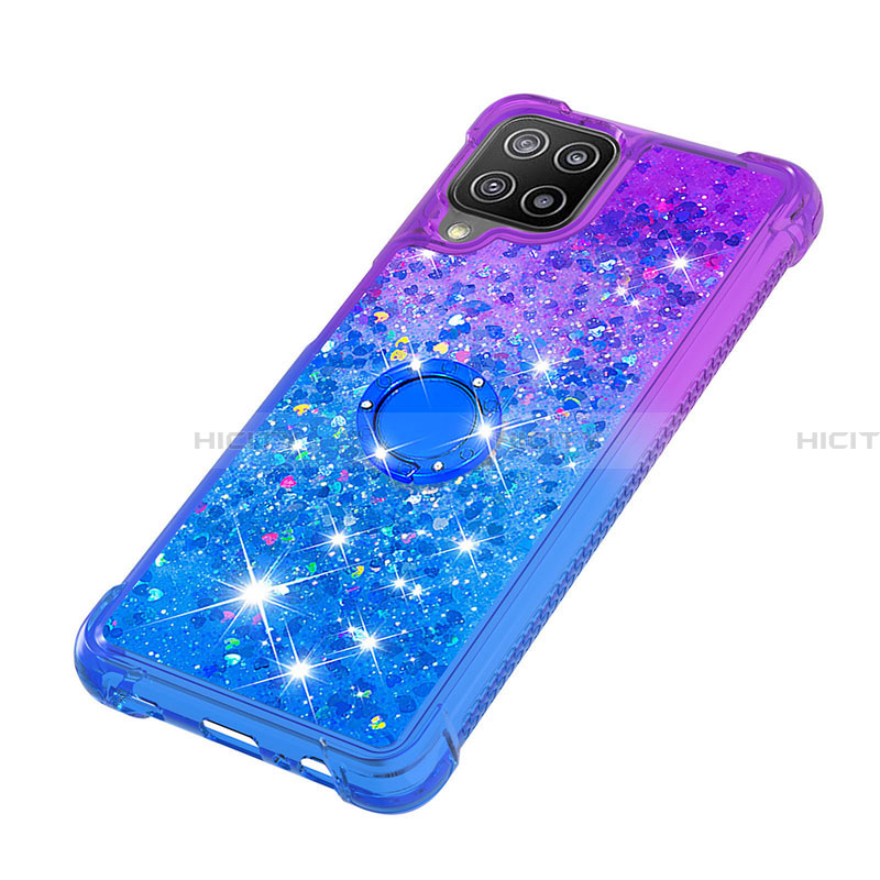 Coque Silicone Housse Etui Gel Bling-Bling avec Support Bague Anneau S02 pour Samsung Galaxy A22 4G Plus