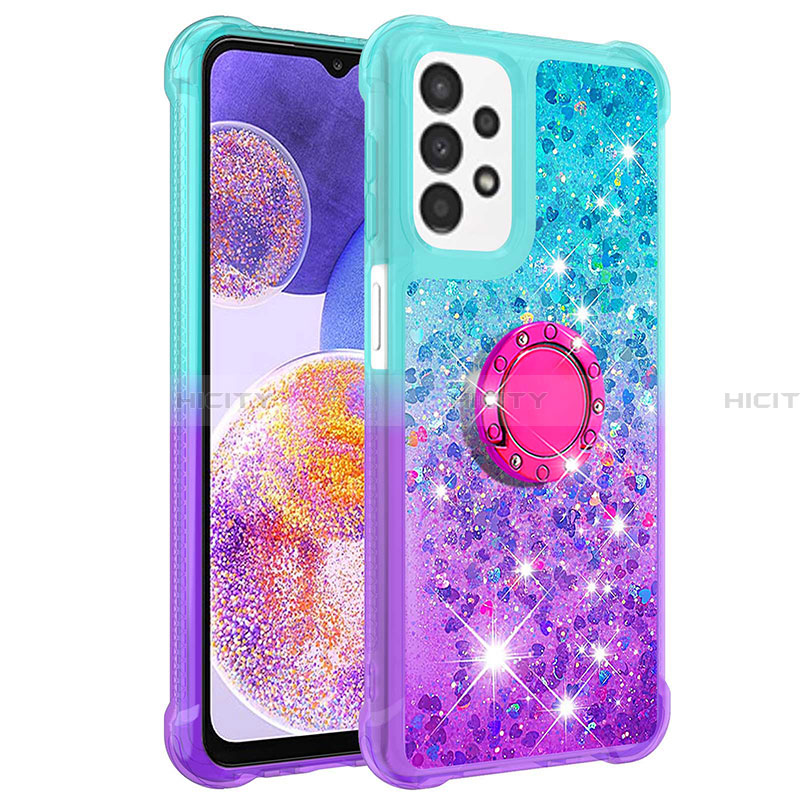 Coque Silicone Housse Etui Gel Bling-Bling avec Support Bague Anneau S02 pour Samsung Galaxy A23 4G Plus