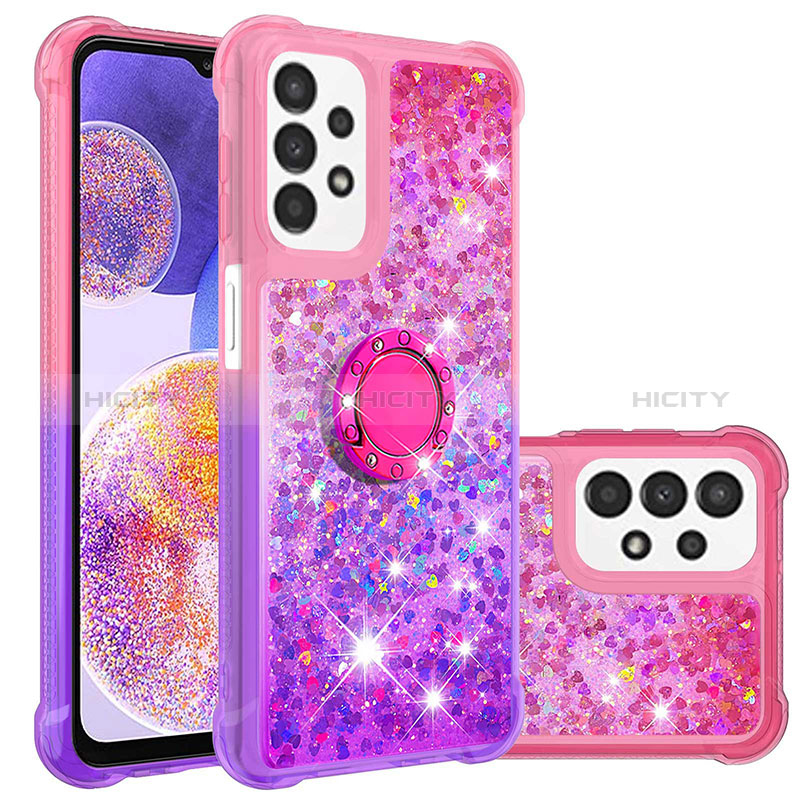 Coque Silicone Housse Etui Gel Bling-Bling avec Support Bague Anneau S02 pour Samsung Galaxy A23 5G Plus