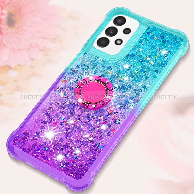 Coque Silicone Housse Etui Gel Bling-Bling avec Support Bague Anneau S02 pour Samsung Galaxy A23 5G Plus