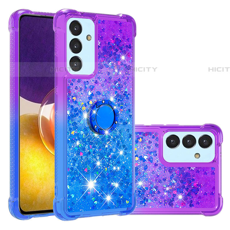 Coque Silicone Housse Etui Gel Bling-Bling avec Support Bague Anneau S02 pour Samsung Galaxy A24 4G Violet Plus