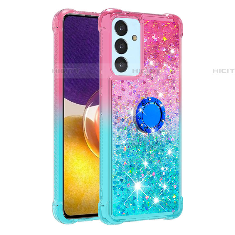 Coque Silicone Housse Etui Gel Bling-Bling avec Support Bague Anneau S02 pour Samsung Galaxy A25 5G Plus