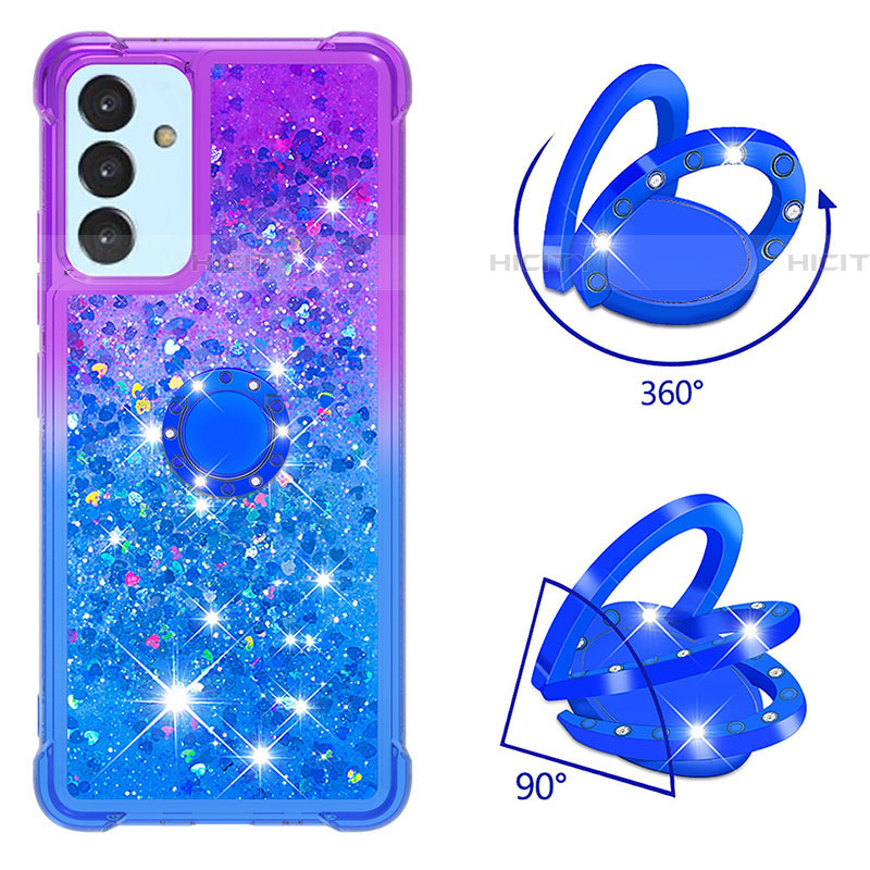 Coque Silicone Housse Etui Gel Bling-Bling avec Support Bague Anneau S02 pour Samsung Galaxy A25 5G Plus