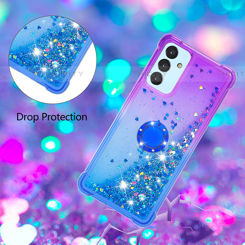 Coque Silicone Housse Etui Gel Bling-Bling avec Support Bague Anneau S02 pour Samsung Galaxy A25 5G Plus