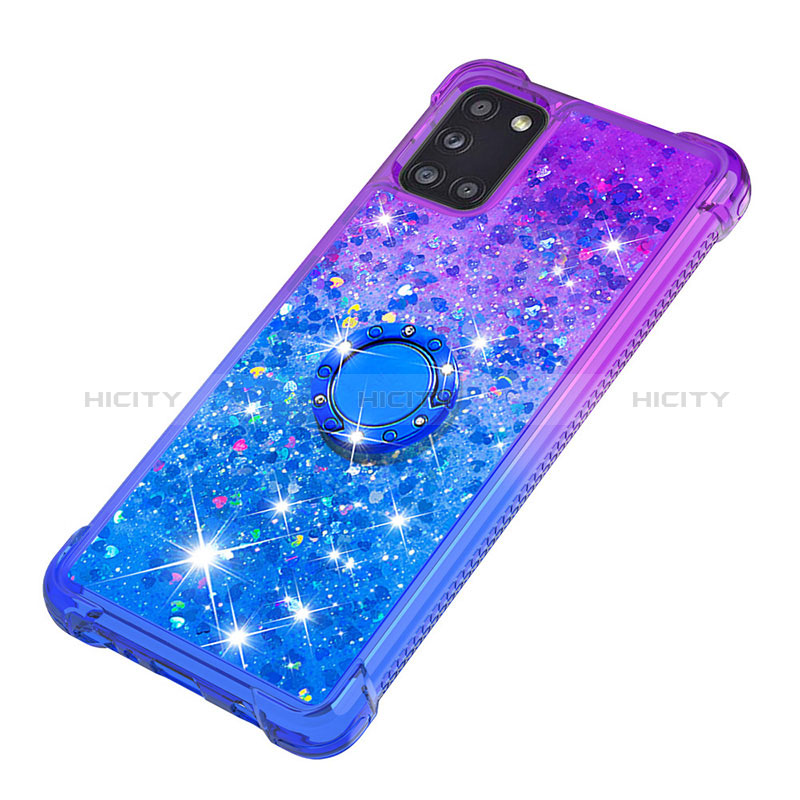 Coque Silicone Housse Etui Gel Bling-Bling avec Support Bague Anneau S02 pour Samsung Galaxy A31 Plus