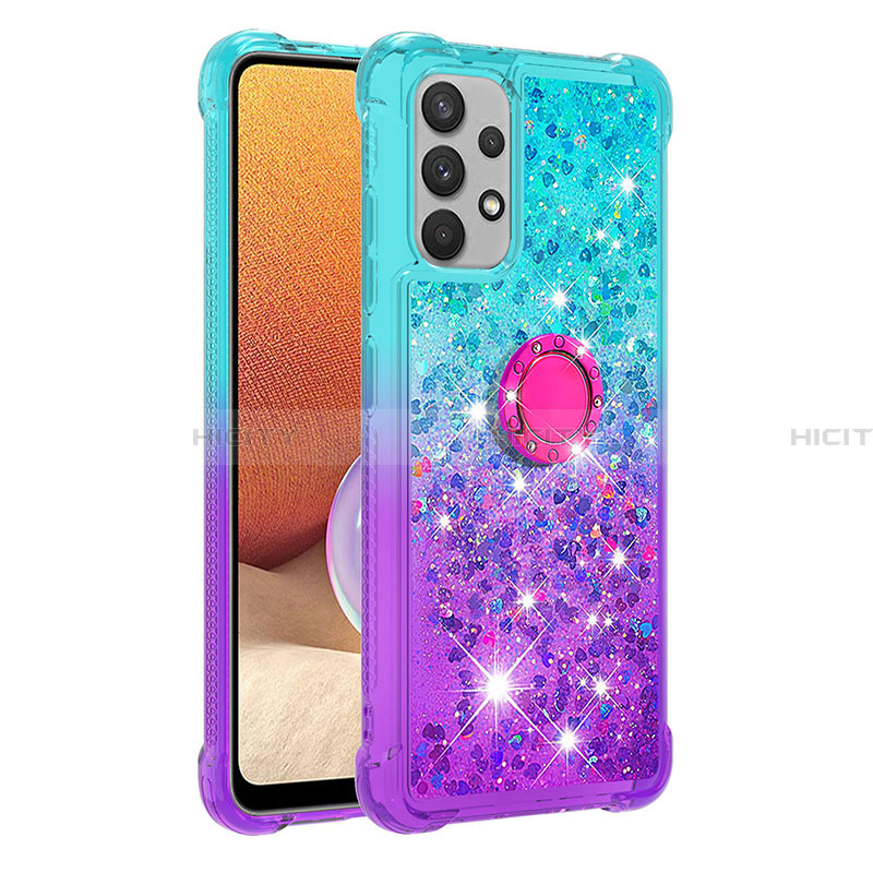 Coque Silicone Housse Etui Gel Bling-Bling avec Support Bague Anneau S02 pour Samsung Galaxy A32 4G Plus