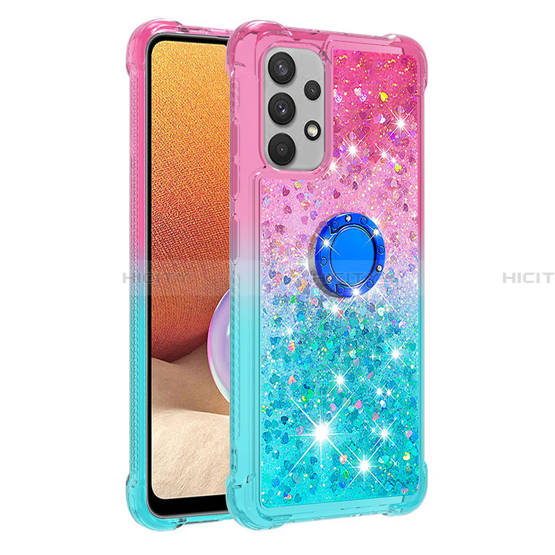 Coque Silicone Housse Etui Gel Bling-Bling avec Support Bague Anneau S02 pour Samsung Galaxy A32 4G Plus