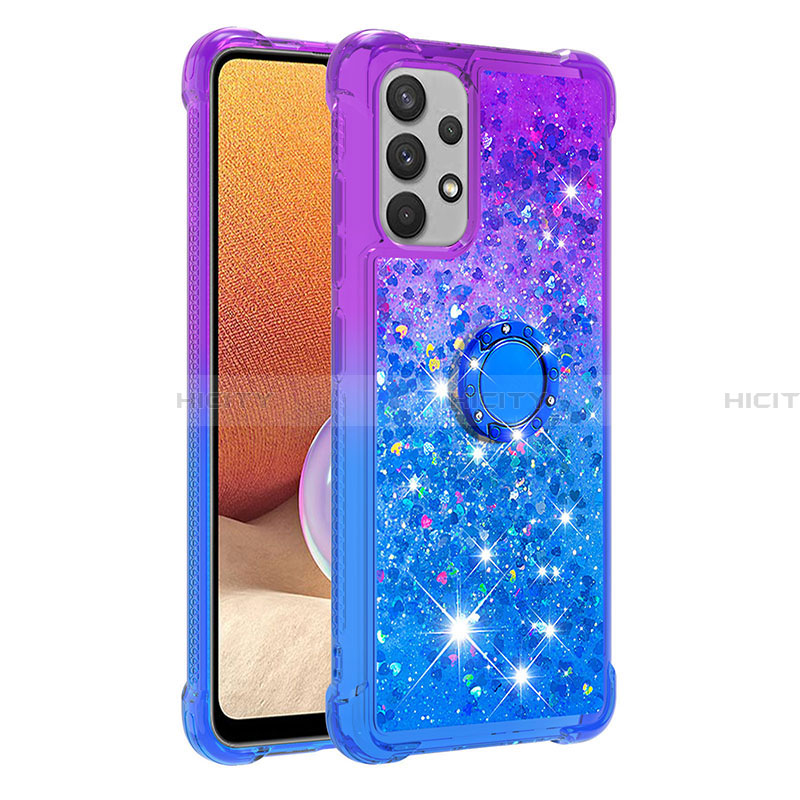 Coque Silicone Housse Etui Gel Bling-Bling avec Support Bague Anneau S02 pour Samsung Galaxy A32 4G Plus