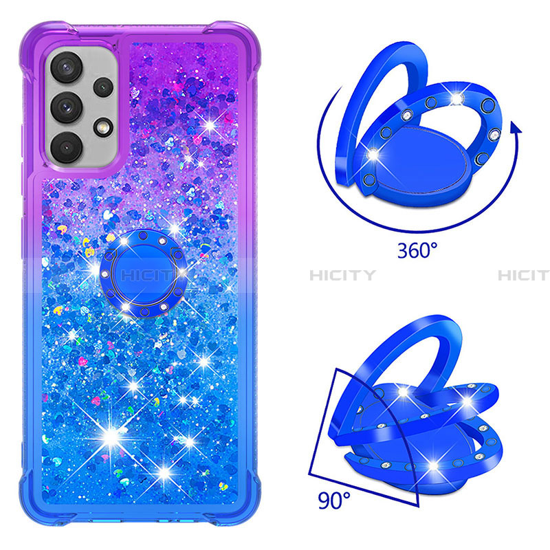 Coque Silicone Housse Etui Gel Bling-Bling avec Support Bague Anneau S02 pour Samsung Galaxy A32 5G Plus