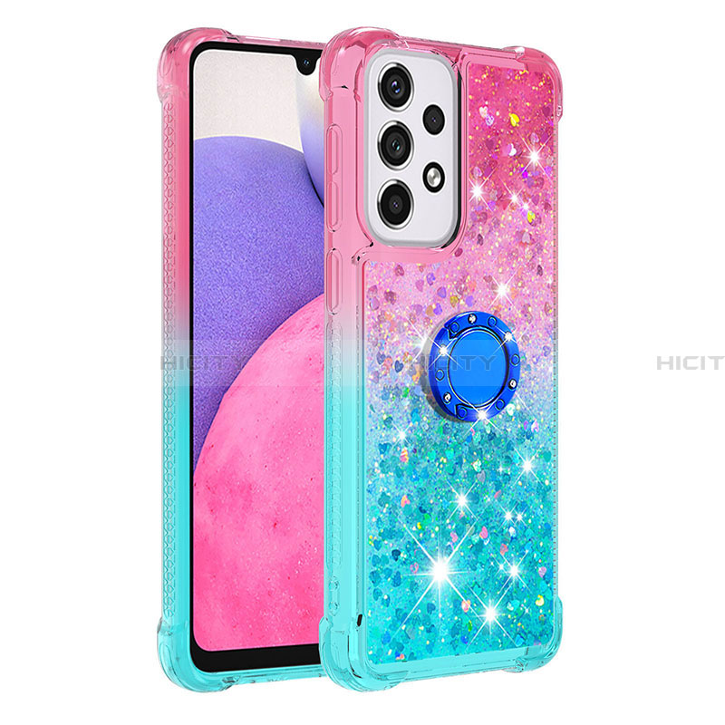 Coque Silicone Housse Etui Gel Bling-Bling avec Support Bague Anneau S02 pour Samsung Galaxy A33 5G Plus