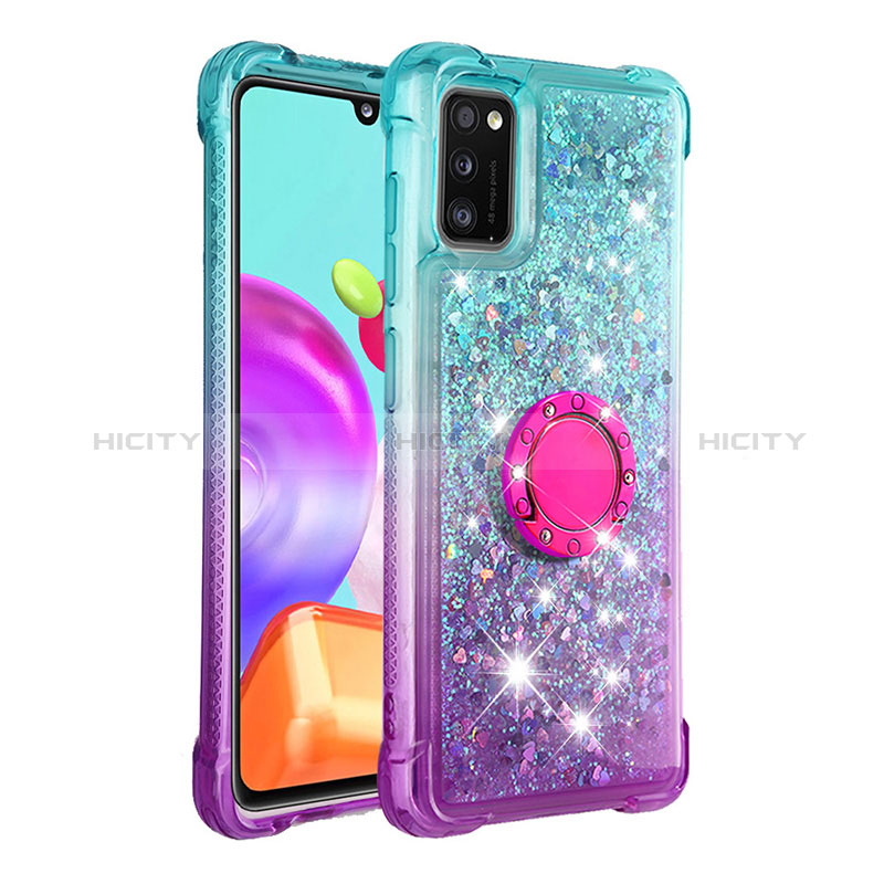 Coque Silicone Housse Etui Gel Bling-Bling avec Support Bague Anneau S02 pour Samsung Galaxy A41 Plus