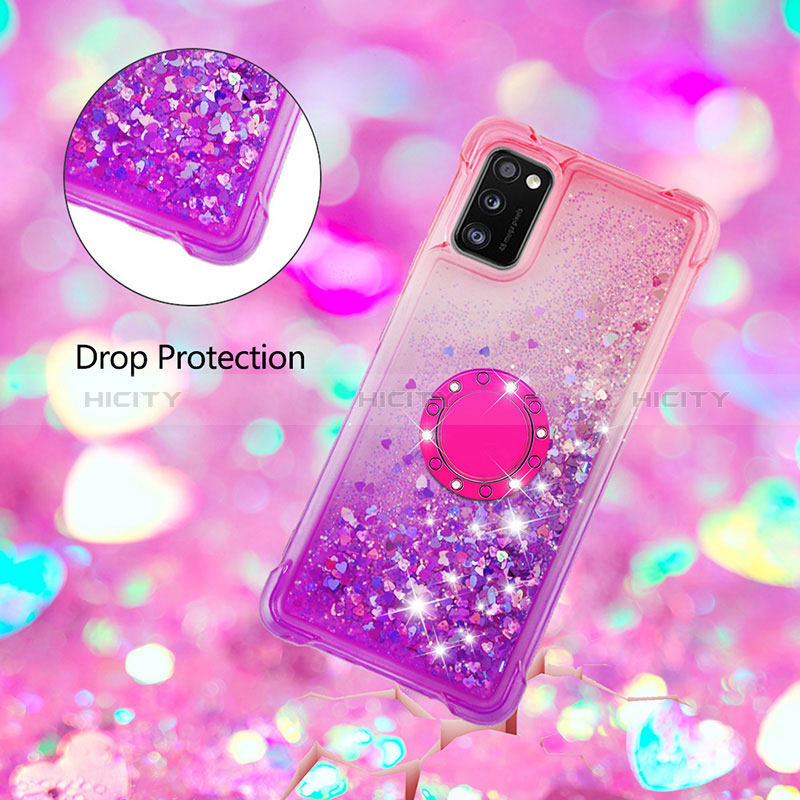 Coque Silicone Housse Etui Gel Bling-Bling avec Support Bague Anneau S02 pour Samsung Galaxy A41 Plus