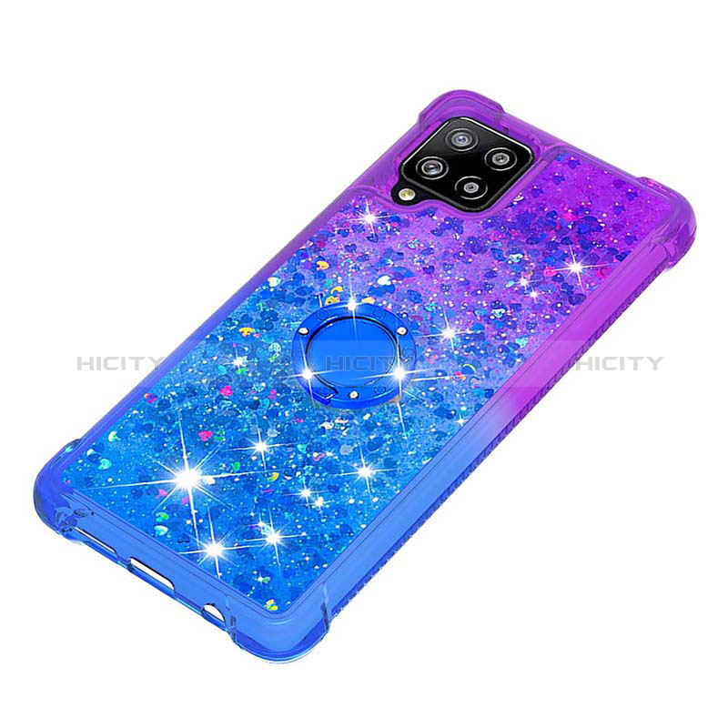 Coque Silicone Housse Etui Gel Bling-Bling avec Support Bague Anneau S02 pour Samsung Galaxy A42 5G Plus